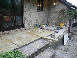 Bushes reomoved & extending paving